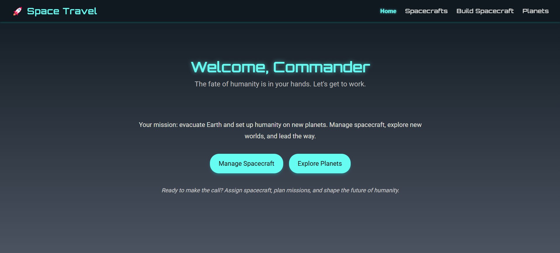 Space Travel Simulation homepage