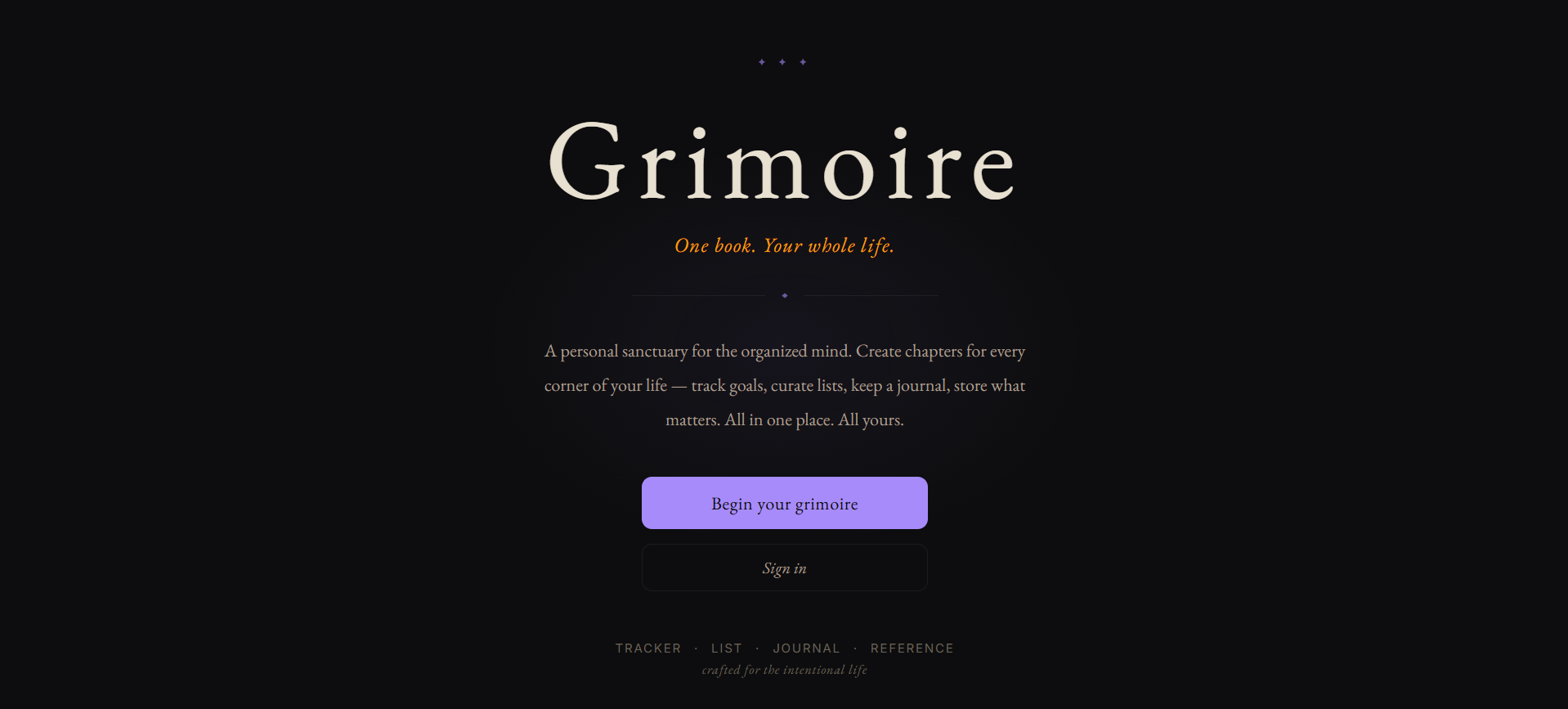 Grimoire landing page